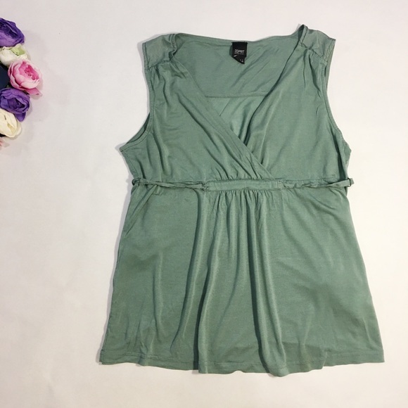 Esprit Tops - Esprit green sleeveless silk v neck top size XL